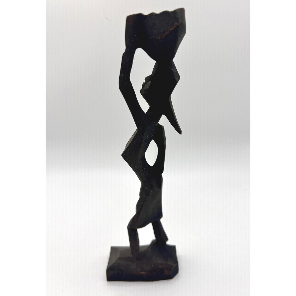 Vintage African Hand Carved Wood Sculpture 7.25in Dark Brown Excellent MCM Art